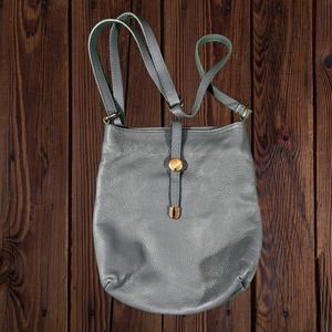 Tano Gray Crossbody 100% Vegetable Tanned Leather Gray / Blue 10 x 9 x 2.5